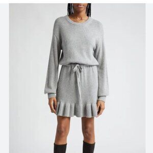 CINQ À SEPT Kiana grey knit sweater mini dress with tie - Size XL